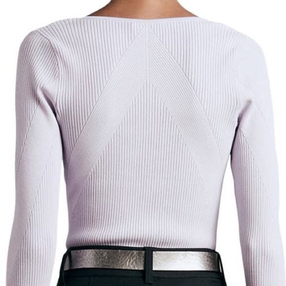 Rag & Bone New York Lilac Purple Asher Rib Long Sleeve Square Neck Top Size S - Picture 2 of 9